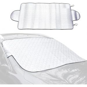 Couverture Pare-Brise Voiture, B&acirc;che Pare-Brise Ava-nt Voiture 150x70cm, Protection Antigel Pare-Soleil pour Pare-Brise Auto, Protege Pare Brise Hiver Universelle pour Voiture Anti Givre, Neige (wulea, neuf)