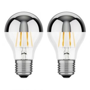 ledscom.de 2 ampoules LED E27, A60, blanc (3900 K), 6,6 W, 646lm, miroir de t&ecirc;te (argent) (LEDs Com GmbH, neuf)