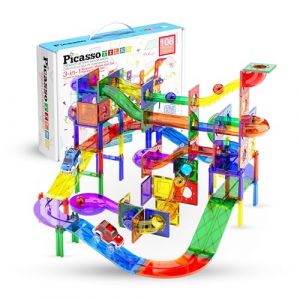PicassoTiles Lot de 108 pièces 2 en 1 - Circuit à billes - Combo - Carreaux magnétiques PicassoToys - Construction pédagogique - Jouet d'apprentissage STEM STEAM - Kit d'apprentissage pour enfant - (PicassoToys, neuf)
