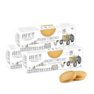 ABBYE Lot de 3 biscuits au beurre avec gingembre confit, 140 g (Oliva Oliva, neuf)