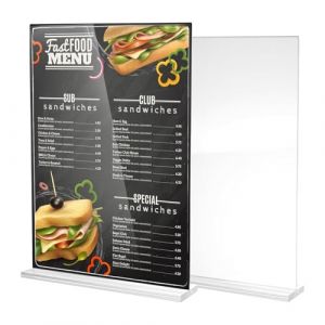 Porte-menus en Acrylique A4, Lot de 2 Présentoirs Publicitaires Transparent sur Pied, Supports de Cartes de Menu, Présentoirs de Bureau pour Restaurants, Bureaux, Expositions, Photos, 22 x 28 cm (Xinghegou E-commerce, neuf)