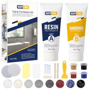 Kit de Réparation de Baignoire, Kit de Réparation D'émail, Kit Réparation D'Évier en Céramique pour Les Rayures Trous Fissures, Set Réparation de Receveur de Douche-Plus D'options de Couleurs (HUYAN, neuf)