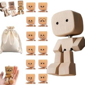 NNBWLMAEE Homme en bois vacillant, figurine de voiture, fabriqu&eacute;e &agrave; la main, d&eacute;coration de tableau de bord, avec expressions faciales, charmante petite figurine en bois, oscillant avec 12 pressions de (ZHANGXIAOLONGMIAOQIANJIEDAOSHUIXIGUAN, neuf)