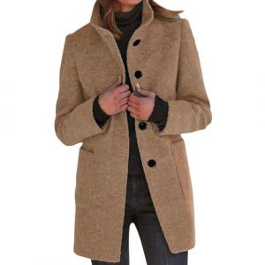 Veste Laine Femme Fausse Cintré Officier Mi-Long Sherpa Monteau Moumoute Manteau Hiver Interieur Bouclette Manteau Chaud D'intérieur Vêtements Femme Hiver Camel 4XL (TOFOTL✈8-21 Jours Arrivent, neuf)