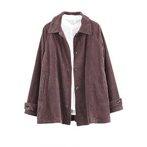 FTCayanz Manteau Femme Hiver Velours C&ocirc;tel&eacute; Chemise Manches Longues Veste avec Poches Caf&eacute; XL (ftcayanz, neuf)
