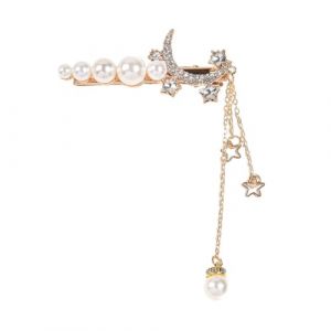 LOORGVEL Barrette &agrave; Cheveux Perle Vintage Dor&eacute;e Petite Motif Lune et &Eacute;toile Pince &agrave; Cheveux R&eacute;tro Femmes F&ecirc;te Mariage (YANJHG, neuf)