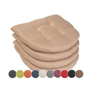 sunnypillow Lot de 4 Coussins de Chaise de Salle à Manger | 40x40 cm épaisseur : 5 cm - Confortables | Galette de Chaise Maison et Jardin, extérieur/intérieur Coussin décoratif | Beige (Globix24, neuf)