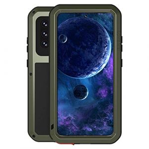 LOVE MEI Samsung Galaxy A52 Coque, Aluminium M&eacute;tal + Verre tremp&eacute; &eacute;tanche Antichoc Militaire Heavy Duty Robuste Couverture Housse Coque, pour Samsung Galaxy A52 (Vert) (Miyi's, neuf)
