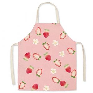 Eyands Tablier de cuisine pour enfant - Tablier de cuisine en lin &agrave; motif mignon, tablier de cuisine pour la peinture et le jardinage, fraise, enfant (DIANCAN, neuf)