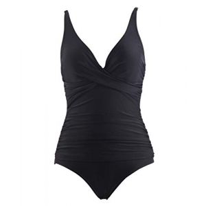 Laorchid Maillot de bain une pièce avec col en V pour femme - Push up - Taille haute, Noir , 48 (Laorchid, neuf)