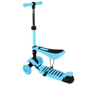 Trottinette pour Enfants 2-8 Ans, avec si&egrave;ge Amovible, Ajustement Continu, 3 Roues,2 LED &eacute;l&eacute;gantes, Trottinette Pliante, B-Bleu (Willanmd, neuf)