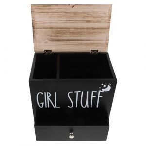 FOMIYES Porte-Tampons Salle de Bain Noir avec Couvercle Herm&eacute;tique Bo&icirc;te Rangement en Bois pour Serviettes Hygi&eacute;niques Grand Volume Organiseurs Hygi&egrave;ne F&eacute;minine Compact et Pratique (Yaoys, neuf)