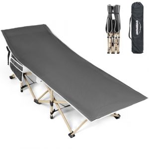 OVERMONT Lit de Camping Pliable - Lit de Tente avec Sac de Transport, Lit de Voyage Portable en Toile Oxford &agrave; Double Couche, L&eacute;ger, pour la Maison, la Sieste au Bureau Jardin la Plage - Gris (Tongtu-EU, neuf)