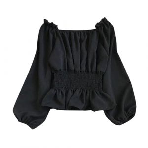 Chemise Medieval Femme &Eacute;paules D&eacute;nud&eacute;es, Haut Gothique Femme Manche Longue Steampunk Chic Cour Vintage Tunique Couleur Unie Renaissance Victorien Halloween Carnaval Cosplay Coupe D&eacute;contract&eacute; Court Top (Hrihua, neuf)