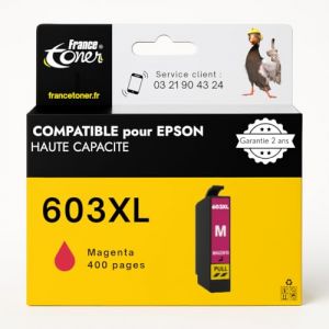 FranceToner - 603XL - Cartouches Compatibles pour Epson 603 XL &ndash; pour Encre epson 603 Magenta Expression Home XP2100, XP2105, XP3100, XP4100, Workforce WF2810, WF2830, WF2835 (603XL Magenta) (FranceToner, neuf)