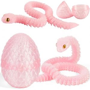 Joycabin Jouet Serpent imprim&eacute; en 3D, &oelig;ufs de Dragon, &oelig;ufs de Serpent, &oelig;ufs de Serpent de P&acirc;ques, Animaux imprim&eacute;s en 3D, Jouets pour Enfants, Cadeaux de Bureau (Rose) (XINYI-EU, neuf)