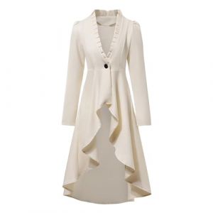 Manteau Femme Long Gothique Queue De Pie Retro Costume Steampunk Manche Longue Coupe Ajust&eacute;e Halloween Costume Medieval Grande Taille Quode De Mort Redingote Uniforme Renaissance Victorienne (FATUS, neuf)