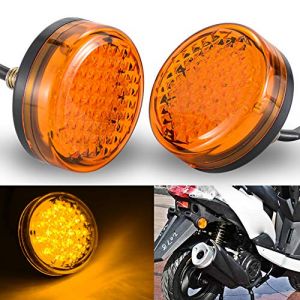 NATGIC Témoin Lumineux de Moto Rond 24 LED Réflecteurs Universels de Moto Feux Arrière Feux de Position de Frein Moto - Lentille Ambre/jaune (lot de 2) (NatGic, neuf)