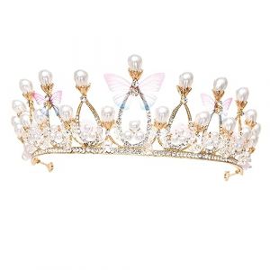 FRCOLOR 1 Pi&egrave;ce Couronne perl&eacute;e accessoires princesse hair charms Diad&egrave;me de mari&eacute;e hair topper Diad&egrave;me de princesse couronne de mari&eacute;e exquise Coiffure de robe de mari&eacute;e alliage (Laners, neuf)