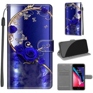 KENHONER Coque pour iPhone 7/8 / SE 2022, Housse Etui Portefeuille Cuir Multifonction, Fermeture Magn&eacute;tique &agrave; Clapet Anti-Choc Compatible avec Coque iPhone SE 2020 Book - Papillon (KENHONER, neuf)