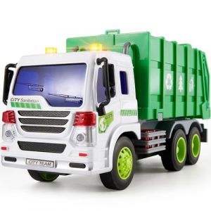 HERSITY Camion Poubelle Jouet Enfant avec Son et lumière, Gros Camion Jouet Voiture à Friction Véhicule Educatifs Cadeau pour 3 4 5 Ans Garcon Fille (YYTOY, neuf)