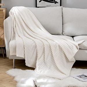 MIULEE Couverture Plaid Flanelle Velours Canapé Chambre Sofa Peut Ëtre Utilisé dans 4 Saisons 1 Pièce Douce Fourrure Polaire Douce et Chaude Voilage Bébé 220X240CM Beige (MIULEE HOME, neuf)