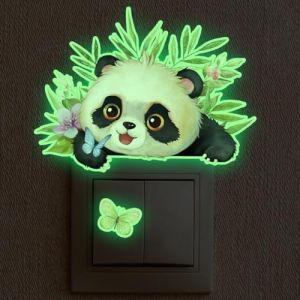 Stickers Muraux Panda Fluorescent Autocollant Mural Sticker Mural Pour Chambre Salon Mur,Autocollant Decoratif Mural, Chambre Enfants B&eacute;b&eacute; P&eacute;pini&egrave;re,Decoration Chambre Adulte (jiaozuoshishengshengxiaoshouyouxiangongsi, neuf)