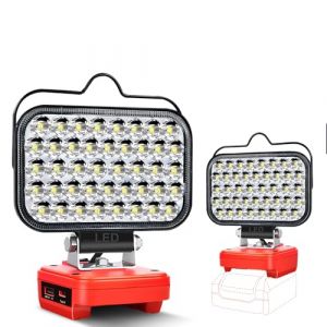 Lampe Led Rechargeable Pour Batterie Einhell PXC 18V,80W Baladeuse Lampe 8000LM de Chantier Alimenté Par Pile, Projecteur avec Charge Type C & USB la Randonnée(Sans Batterie) (DGQCD, neuf)