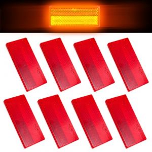 XINFAQAQ 8 PCS Catadioptre Rectangulaire 70 x 30 mm Catadioptre Remorque Disponible en Trois Couleurs Catadioptre Adhesif pour Poteaux de Portail, Clôtures, Camions, Camping-Cars, Caravanes (Rouge) (XINFAQAQ, neuf)