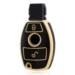 OFF WE GO Coque de Cl&eacute; Etui Cles pour Mercedes Benz Boitier Cl&eacute; de Voiture pour Classe A B C CL CLK E M R S SL SLK W169 W245 W202 W203 W208 W209 W210 W211 W164 W251 W220 R171, Noir Or (OFF WE GO, neuf)