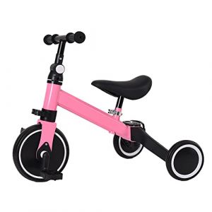 2 en 1 V&eacute;lo Draisienne-Tricycle &eacute;volutif 3-en-1 pour Enfants de 1 &agrave; 5 Ans Adaptable et modulable avec ou sans p&eacute;dales-Deux -in-Un (Rose) (Hechheu, neuf)