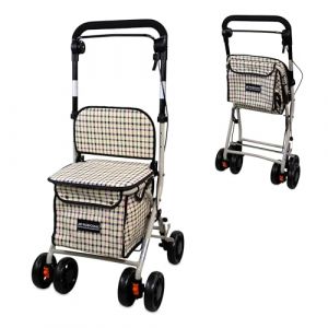 Mobiclinic®, Déambulateur pliant, Chariot de courses avec siège, 21 l, Coliseo, Marque europénne, Levier unique, Acier, Rembourré, Système freinage, Sac à provisions (Queraltó, neuf)