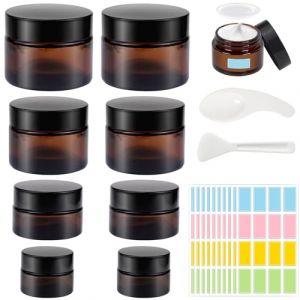 8 Pcs Pots de Cr&egrave;me Vides 10ml 20ml 30ml 50ml, Bocaux En Verre Ambr&eacute;, Pot Vide Cosm&eacute;tiques, Contenant Cosmetique Vide, Petit Pot Verre pour Voyage pour Poudre, Lotion, Cr&egrave;mes (JINJIANLTD, neuf)