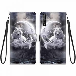 KARTXITAI Cuir Coque Compatible avec Huawei P Smart S Antichoc avec Support Clapet Design Motif Dr&ocirc;le &Eacute;tui Bumper Portefeuille Magn&eacute;tique Cr&eacute;atif Case Cover Housse-Lune Loup,Nuage,Ciel,mer (KARTXITAI, neuf)