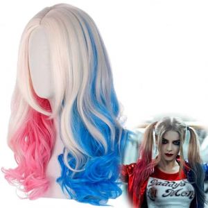 DUOLAM Halloween Cosplay Quinn Perruque: Rose Bleu Perruque de Cosplay de D&eacute;guisements, Perruque de Costume d'H&eacute;ro&iuml;ne de Film pour Femmes Filles Soir&eacute;es &agrave; Th&egrave;me de Carnaval d'Halloween Cosplay (DUOLAM-EU, neuf)
