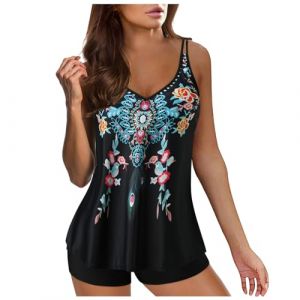 Tankini Femme Maillot De Bain Femme 2 Pièce 2024 Été À Volants Taille Hte Tankini Set Grande Taille Push Up Floral Maillot De Bain Deux Pièces Maillot De Bain Femme 1 Pieces Natation (Khaki-a, XXL) (Zedacos, neuf)