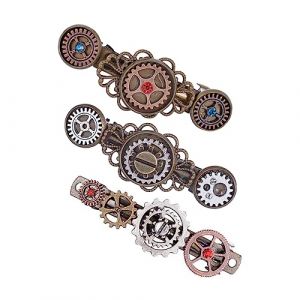 Veemoon 3pièces Pince à Cheveux Engrenage Barrette Engrenage Horloge Pince à Cheveux Steampunk Coiffe Steampunk Accessoires De Cosplay (Quiet Window, neuf)