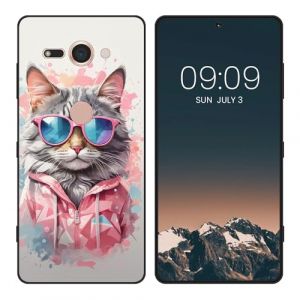 WUACYEAMING Noir Coque pour Sony Xperia XZ2 Compact, Haute Qualité TPU Silicone Mince Souple Antichoc Bumper avec Le Chat Motif Dessin Mat Case (WUACYEAMING, neuf)