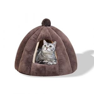 Galatée Lit De Grotte pour Chat, Lit De Coussin De Chat Lavable, Lit pour Animal De Compagnie avec Coussin Intérieur Lavable Amovible, Igloo De Chat en Peluche Doux Et Confortable(M, Gris) (REGISTERED COMMERCE S.R.L., neuf)