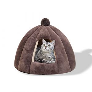 Galatée Lit De Grotte pour Chat, Lit De Coussin De Chat Lavable, Lit pour Animal De Compagnie avec Coussin Intérieur Lavable Amovible, Igloo De Chat en Peluche Doux Et Confortable(M, Gris) (HEALTH CHAN LTD, neuf)