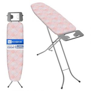 KADAX Table à Repasser 110 x 30 cm, Planche à Repasser Pliable avec Housse en Coton, Support pour Fer, Pieds Antidérapants et Hauteur Réglable (Pêche) (KADAX, neuf)