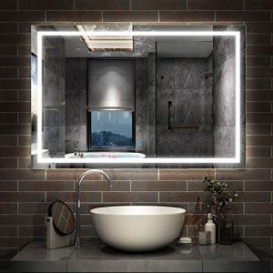 Miroir de Salle de Bain 100x80cm Anti-buée Miroir Mural avec éclairage LED modèle Carré (AICA  Sanitaire, neuf)