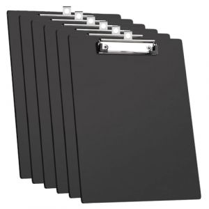 6 Pièces Porte Documents A4 Porte Bloc avec Pince Planchettes à Pince Porte Bloc Note Planche à Ecrire Clipboard Léger Planchette Plastique Noir 22,5 x 31,5 cm (SAIJIAN, neuf)
