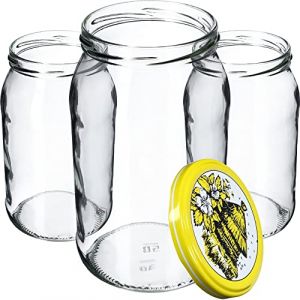 KADAX Lot de 24 bocaux de conservation en verre de 900 ml pour couvercle à visser, utilisable comme pot à confiture, bocal de conservation, bocal en verre (24 pièces, ruche) K5198 (KADAX, neuf)