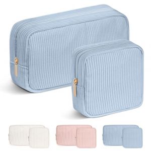 Aucuu Trousses de Maquillage, 2PCS Trousse Maquillage en Velours Côtelé, Trousse de Toilette Femme, Trousse Cosmétique de Voyage, Petite Trousse de Maquillage pour Femme, Homme, Fille, Garcon (Aucuu®-EU, neuf)