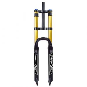AuroraXQ Fourche Suspendue pour VTT 26/27.5/29" Le DH Air Les Deux &Eacute;paules Amortisseur de Descente Tube Droit Fourche Avant V&eacute;lo Air avec R&eacute;glage de Rebond et Fonction de Verrouillage(Black/Gold, (iLYYCX Trading co., Ltd., neuf)