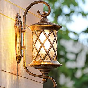 Mengjay Trade Rétro Étanche Lumière Appliques Extérieure Lampe murale Métal Fonte D'aluminium Et Verre Lanterne Murale E27 Jardin Maison Entrée Éclairage Balcon Couloirs Cour Porche Mur Luminaire (Mengjay, neuf)