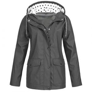 RLEHJN Veste Femme Mi Saison Veste &Agrave; Capuche Protection Solaire Pour Femmes Cir&eacute; Imperm&eacute;able Femme Mi Longue Manteau Imperm&eacute;able Avec Poches Coupe-Vent Couleur Unie Vestes Ext&eacute;rieur Pas Cher (⭐⭐⭐⭐⭐RLEHJN, neuf)