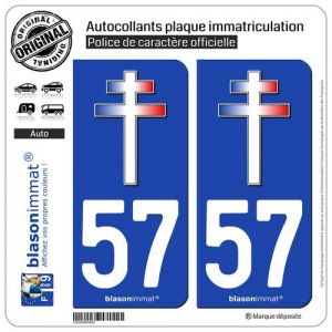 blasonimmat 2 Autocollants Plaque immatriculation Auto 57 Croix de Lorraine (blasonimmat, neuf)