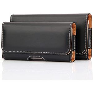 Niaoszhex &Eacute;tui de t&eacute;l&eacute;phone Universel,&eacute;tui en Cuir avec Clip de Ceinture,Sac de Ceinture Horizontal pour:iPhone 13/14/15/16/Plus/Pro/Max,Samsung S23/S24/S25 Plus/Ultra/A55/A54 (7,2" Noir-2 9123) (AIESIR, neuf)